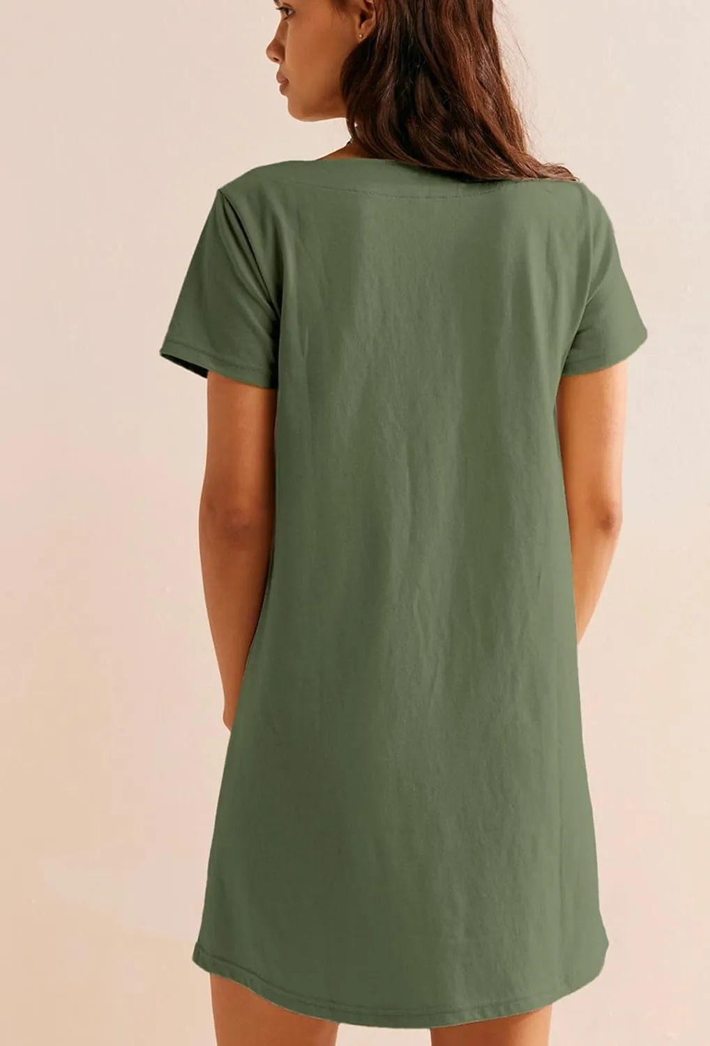 AlvaQ Womens Solid Color Casual Summer Square Neck Short Sleeve Mini Dresses with Pockets