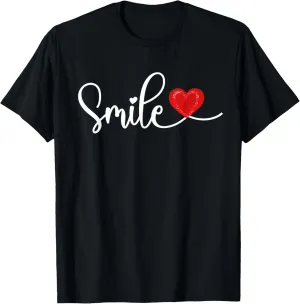 Cute Smile Heart Positive Graphic Quote Inspirational T-Shirt
