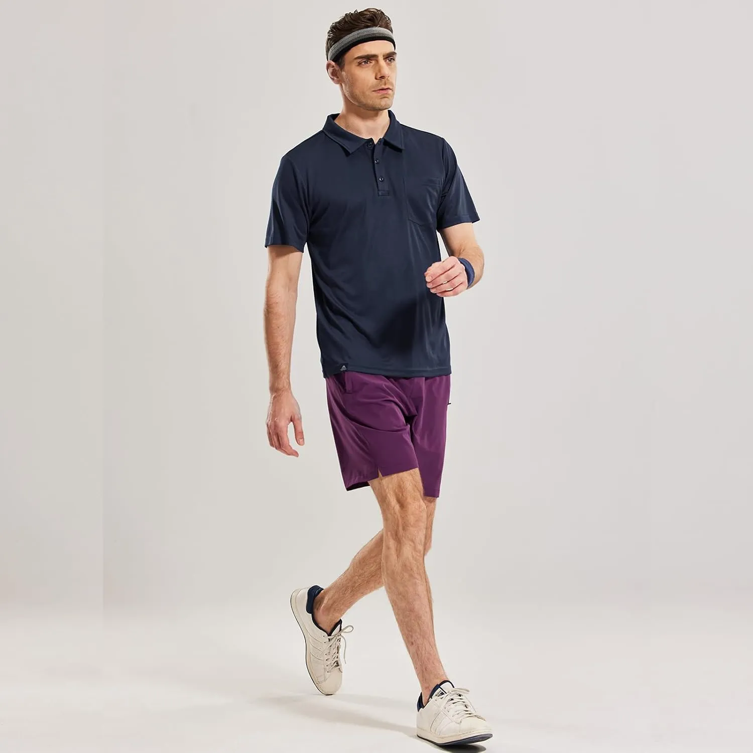Haimont Men's Polo Shirts with Pocket Short Sleeve Quick Dry Moisture Wicking Golf Shirts Business Casual Work Polos