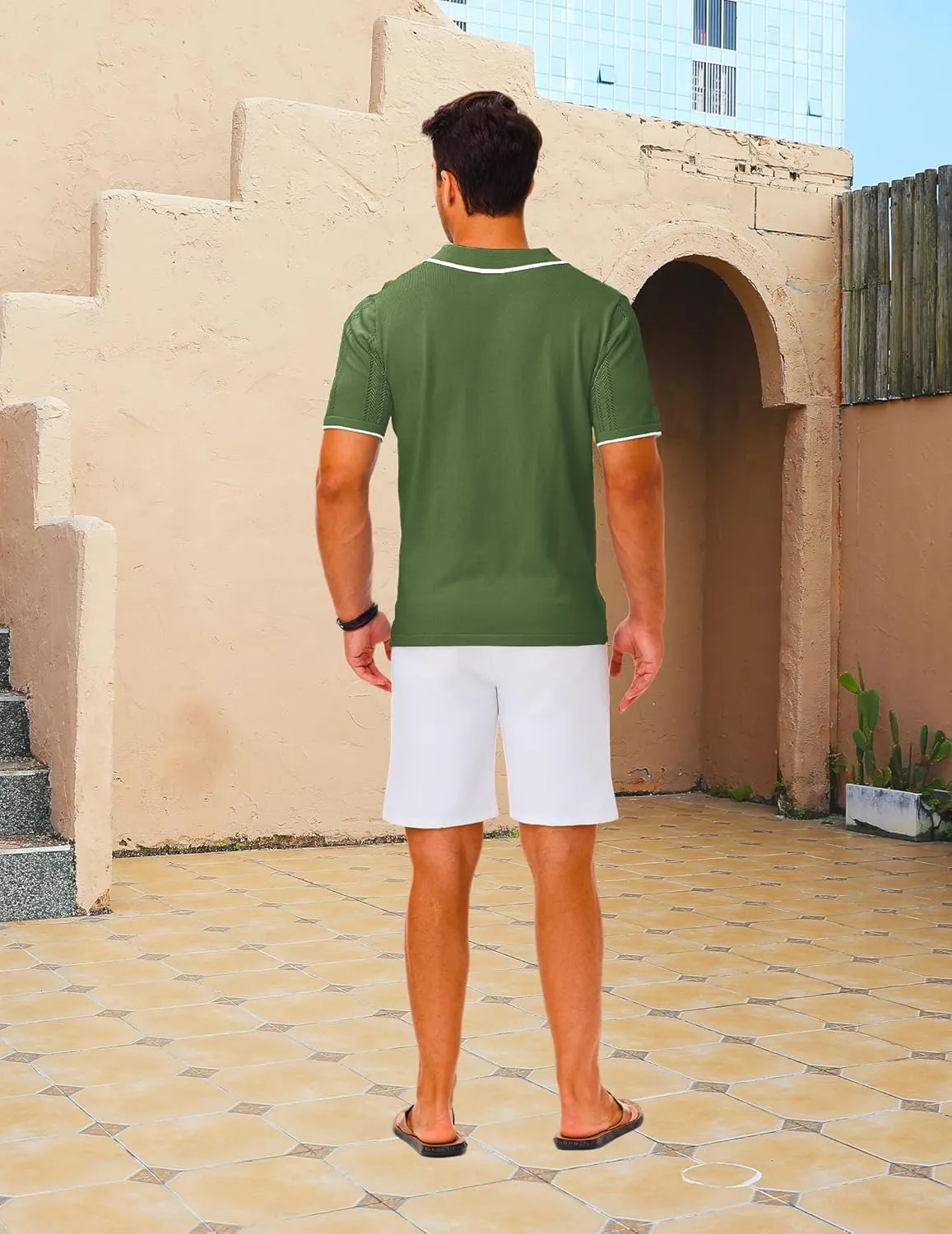 LETSEE Mens Short Sleeve Button Down Shirts Knit Polo Shirt Summer Beach Tops Resort Wear 2025