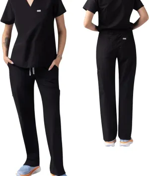 Peony Women's Scrub Pants - Sleek Straight-Leg Fit 7 Pockets Healthcare Scrub Pants - Ankles Side Slits, Easy Care for Women