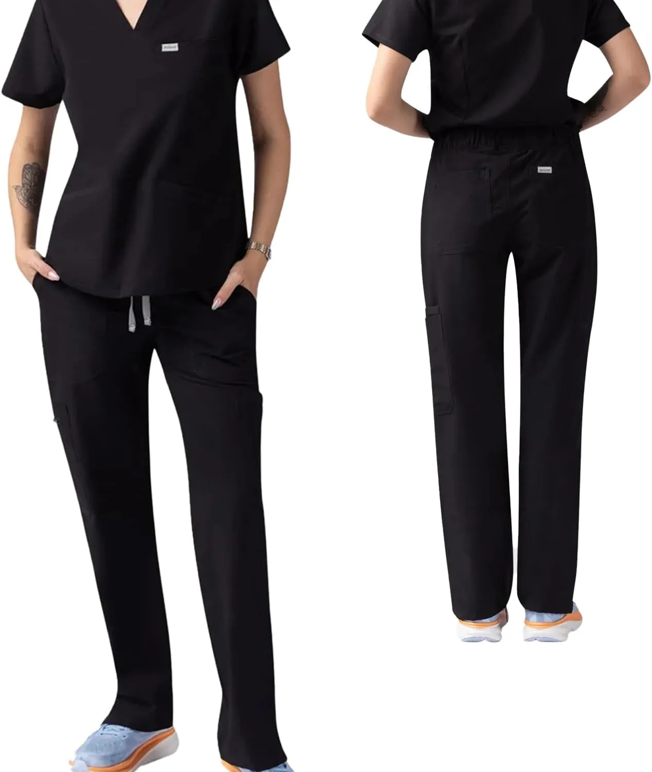 Peony Women's Scrub Pants - Sleek Straight-Leg Fit 7 Pockets Healthcare Scrub Pants - Ankles Side Slits, Easy Care for Women